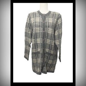 Vintage Bleyle Academia Plaid Button Front Cardigan Wool Mohair NWT Size Large